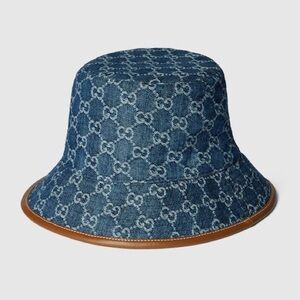 Gucci Blue Denim Monogram GG Bucket Hat